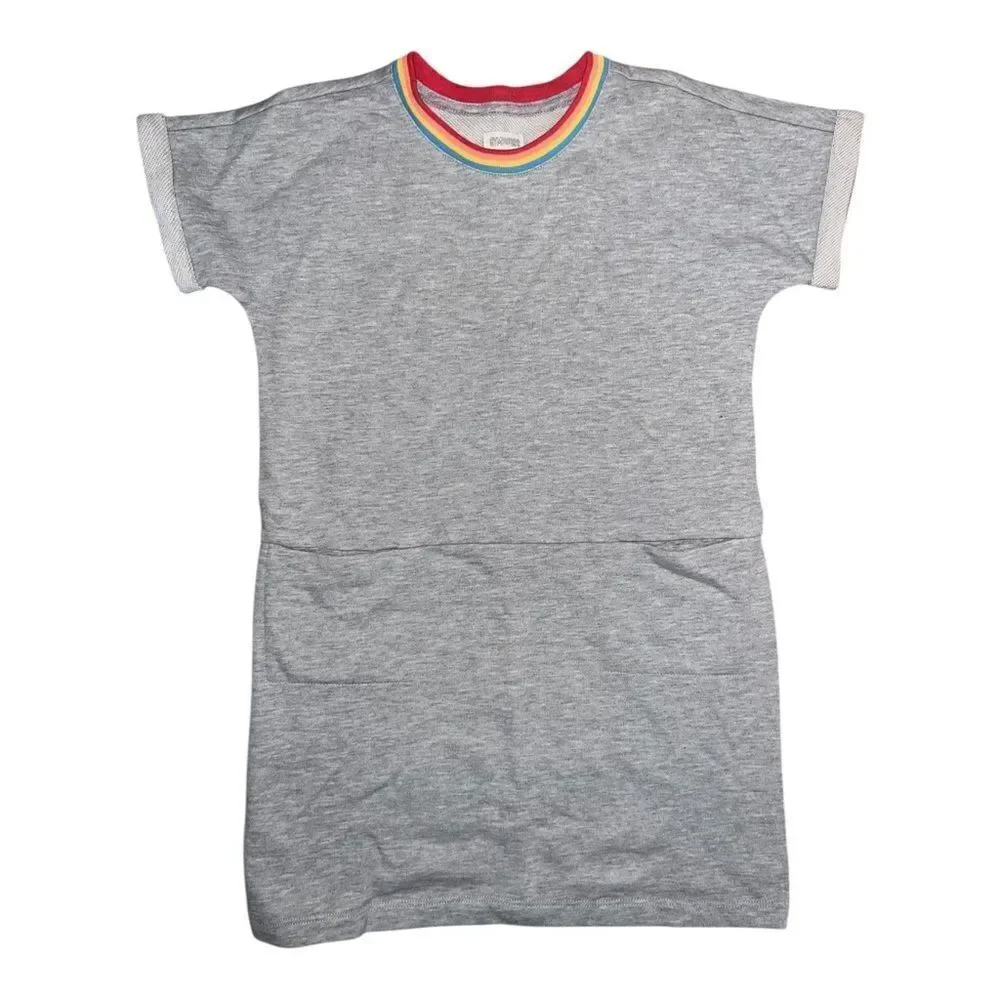 Gymboree Girls Rainbow Ringer Dress Heather Gray Pockets Small NWT